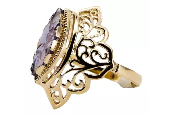 14 كارت من الذهب الأصفر الكساندريت خاتم حرف يدوية فينتاج vrc017y